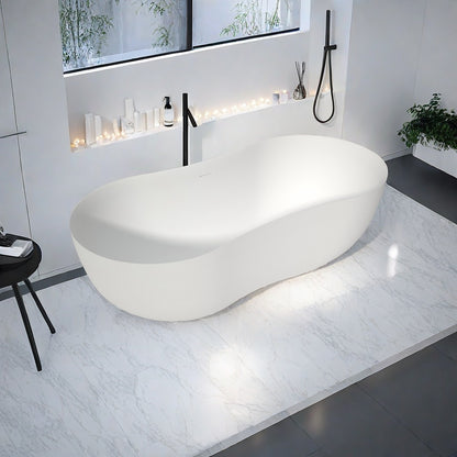 Medunjess Freestanding Bathtub Solid Surface Serenity Wave Bathtub