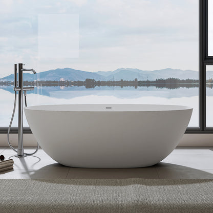 Medunjess 65'' Oval Luxury Resin Stone Soaking Tub