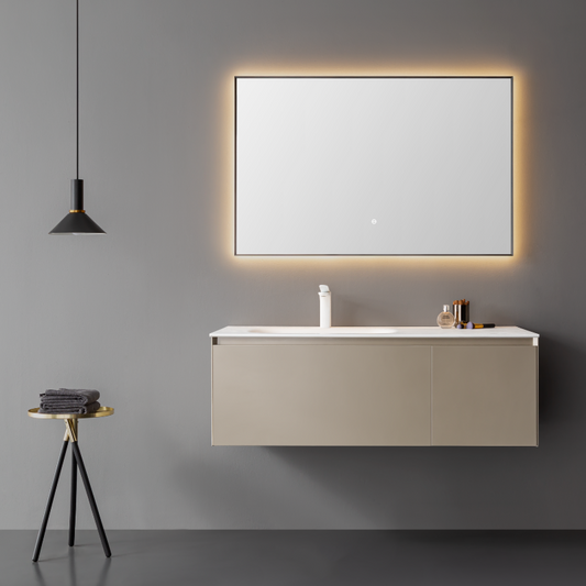 Medunjess  Modern Bathroom Cabinet with Anti-Fog Mirror, Warm LED Lighting, and Matte White Washbasin