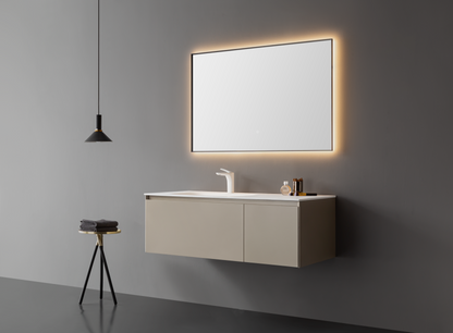 Medunjess  Modern Bathroom Cabinet with Anti-Fog Mirror, Warm LED Lighting, and Matte White Washbasin