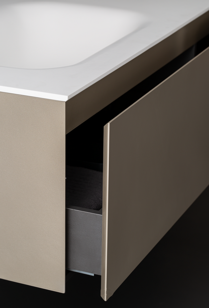 Medunjess  Modern Bathroom Cabinet with Anti-Fog Mirror, Warm LED Lighting, and Matte White Washbasin