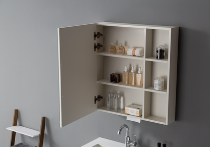 Medunjess  Elegant Cream White Bathroom Cabinet with Mirror and Under-Counter Ceramic Basin