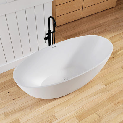 Medunjess 65'' Oval Luxury Resin Stone Soaking Tub