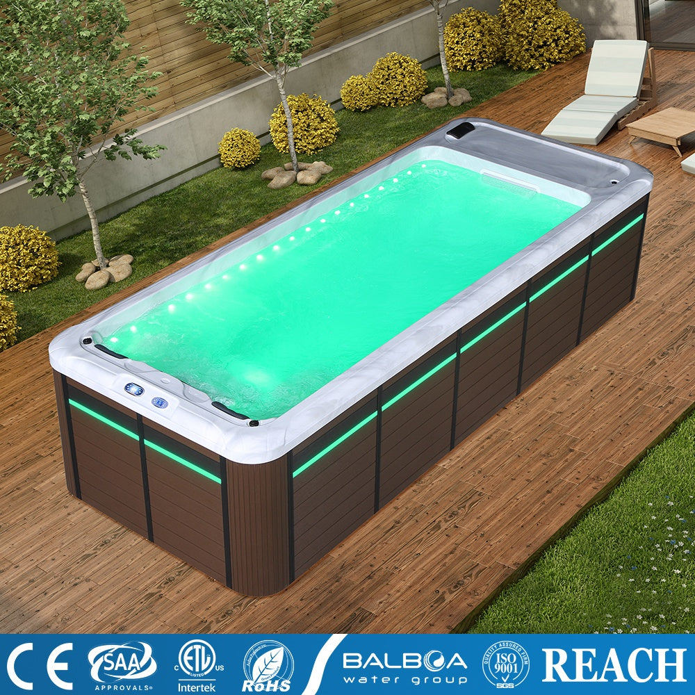 Medunjess Acrylic Massage Bathtub with 22 Jets, Endless Swimming System, and Dual Sterilization