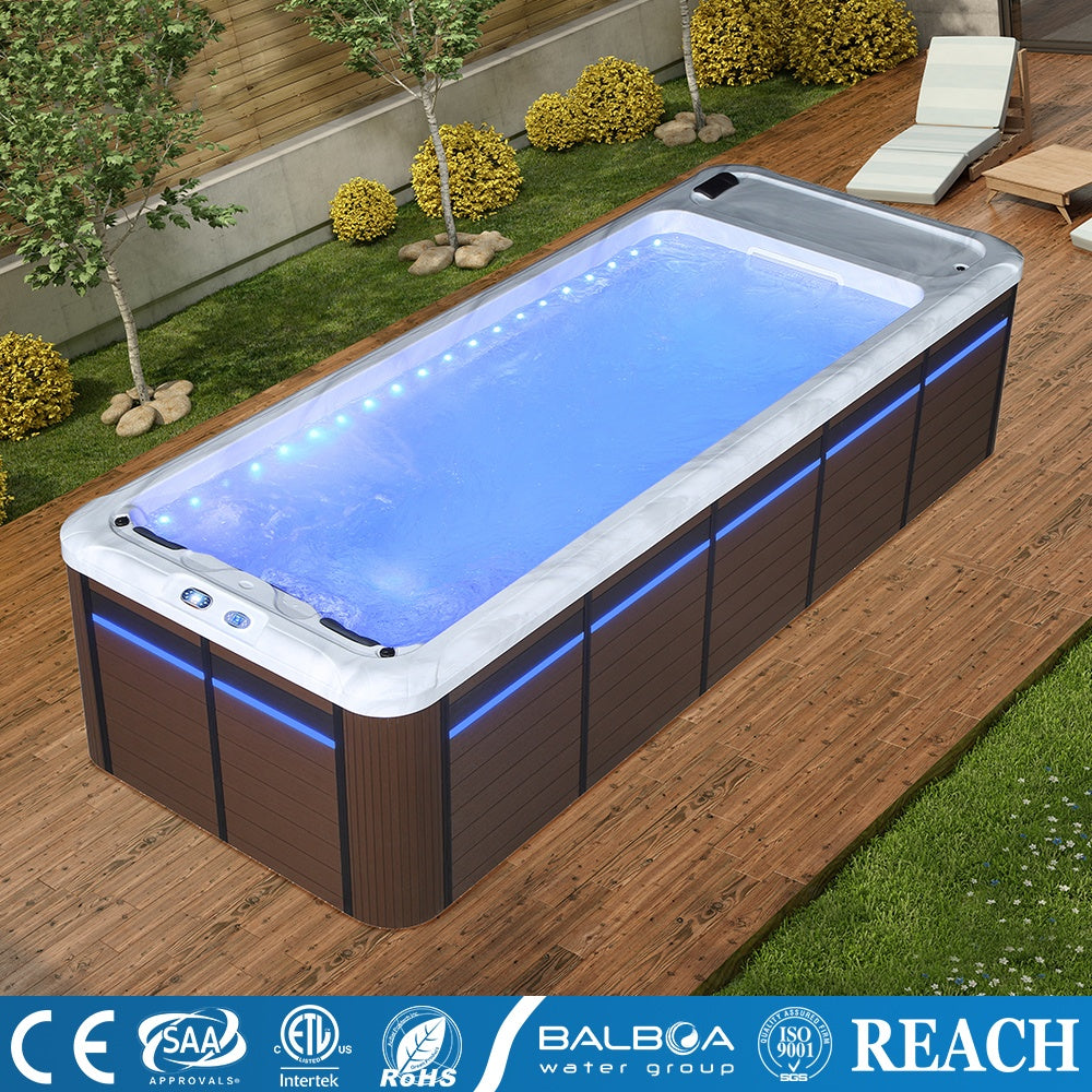 Medunjess Acrylic Massage Bathtub with 22 Jets, Endless Swimming System, and Dual Sterilization