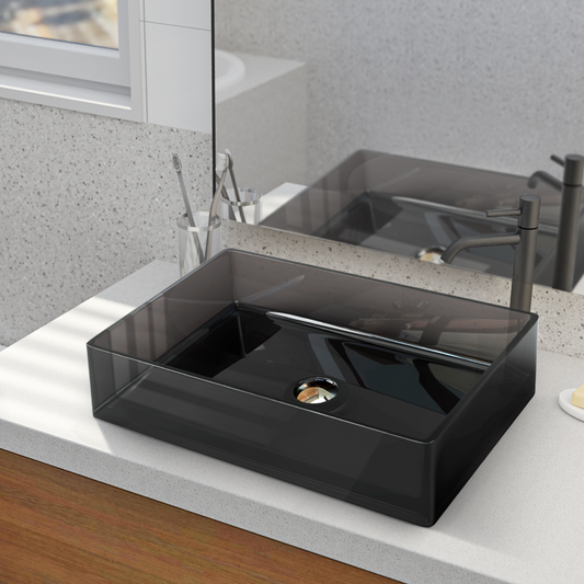 Medunjess 21'' Black Resin Stone Bathroom Sink - Eco-Friendly