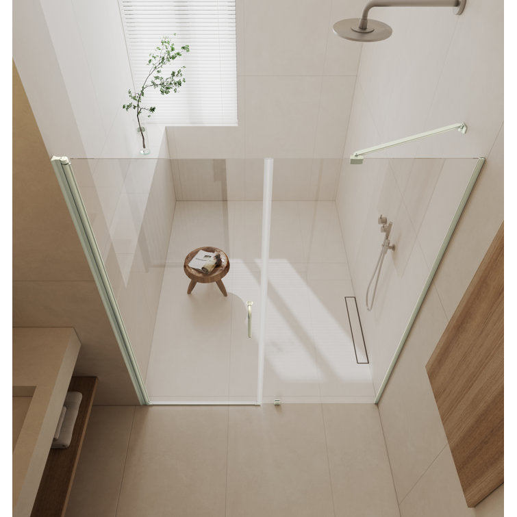 Medunjess DU72-06BN 72In.H Frameless Glass Shower Door With Clear Tempered