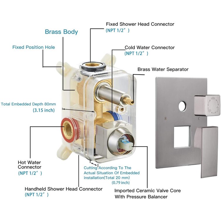 Medunjess DU04-BN Diverter Complete Shower System