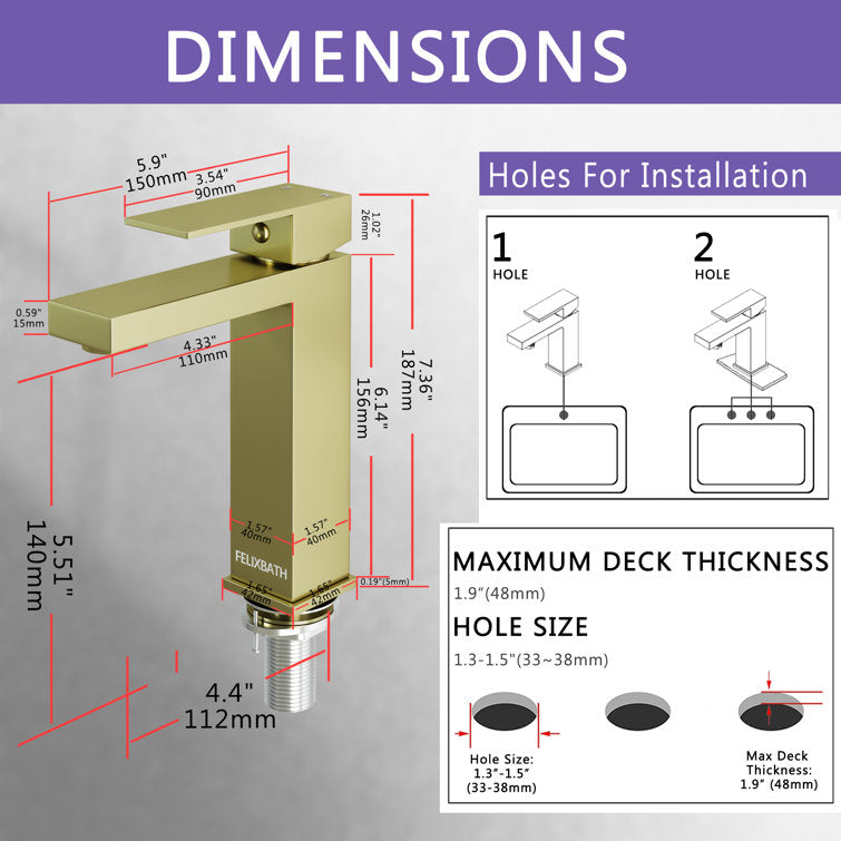 Medunjess DC068-G Single-Hole Single-handle Bathroom Faucet Modern Faucet Black