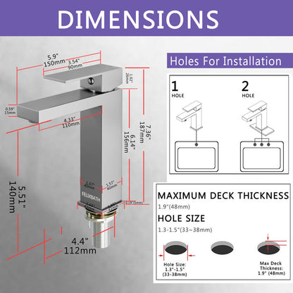 Medunjess DC068-G Single-Hole Single-handle Bathroom Faucet Modern Faucet Black