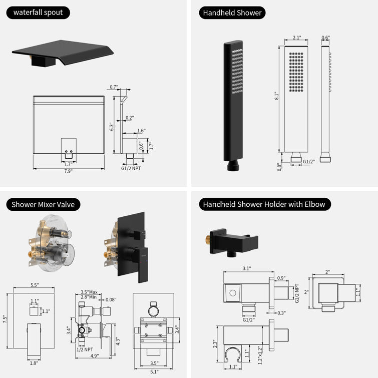 Medunjess DU22-B Diverter Tub Spout with Rough in-Valve