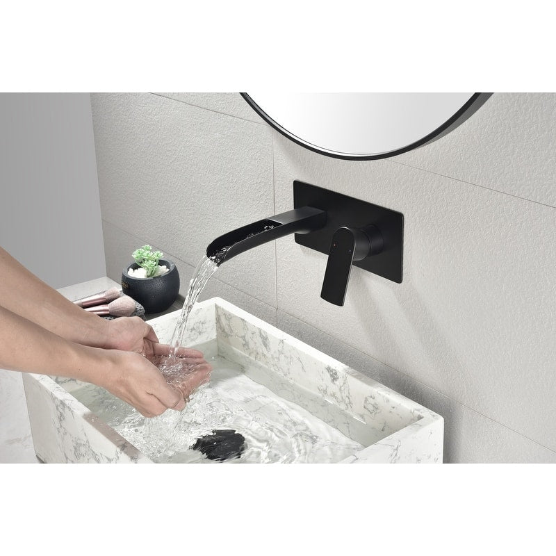 Medunjess Bathroom Waterfall Faucet Single Handle with Wall mounted