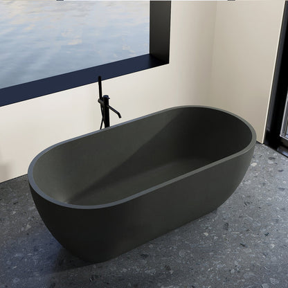 Medunjess 63'' x 31'' Concrete Freestanding Solid Surface Soaking Stone Bathtub Terrazzo