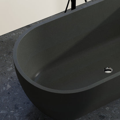 Medunjess 63'' x 31'' Concrete Freestanding Solid Surface Soaking Stone Bathtub Terrazzo