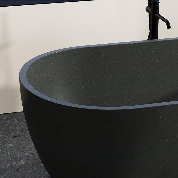 Medunjess 63'' x 31'' Concrete Freestanding Solid Surface Soaking Stone Bathtub Terrazzo