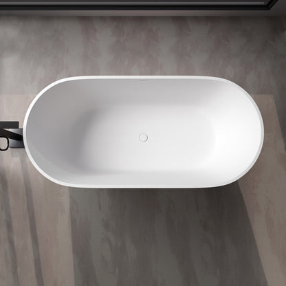 Medunjess 63'' Freestanding Tub Solid Surface Deep Freestanding Soaking Bathtub