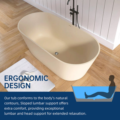 Medunjess 63'' Freestanding Tub Solid Surface Deep Freestanding Soaking Bathtub