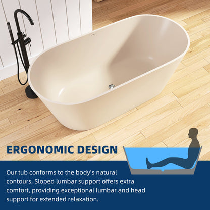 Medunjess 63'' Freestanding Tub Solid Surface Deep Freestanding Soaking Bathtub