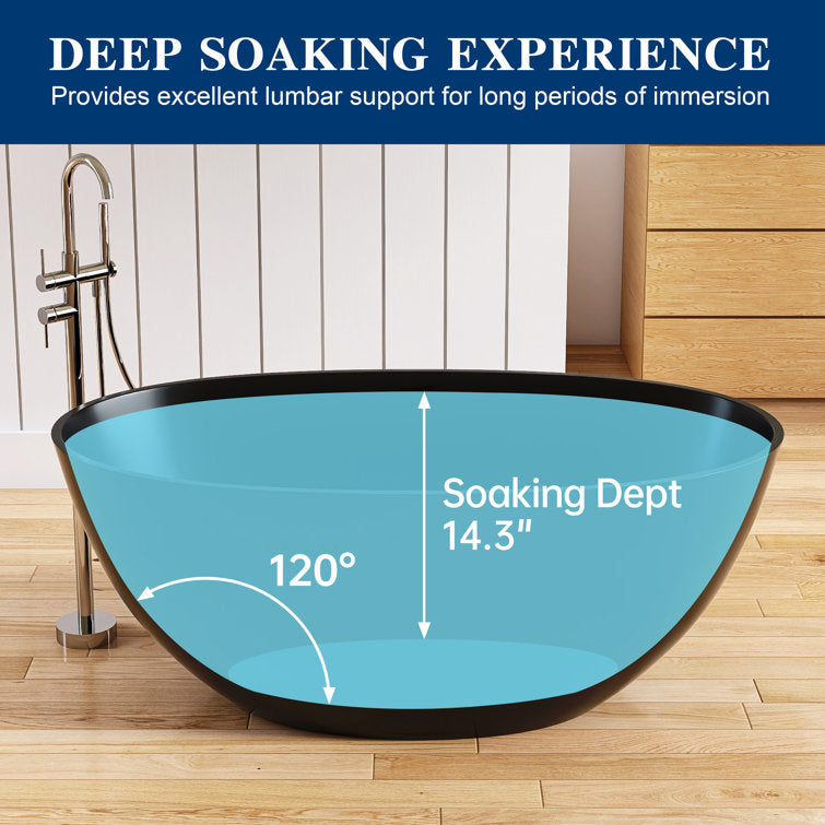 Medunjess 55'' Luxury Resin Stone Soaking Tub | Oval