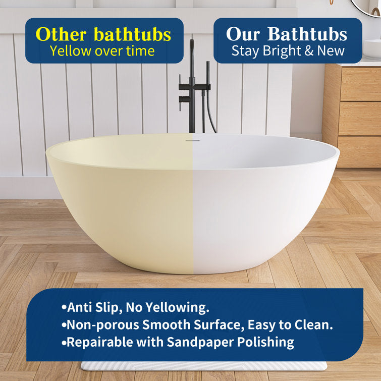 Medunjess 55'' Luxury Resin Stone Soaking Tub | Oval