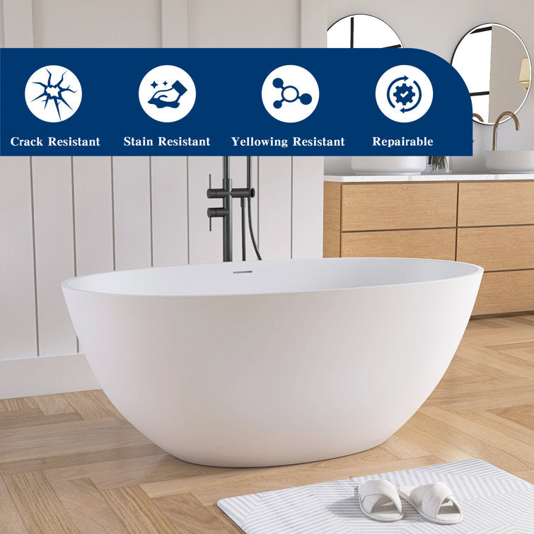 Medunjess 55'' Luxury Resin Stone Soaking Tub | Oval