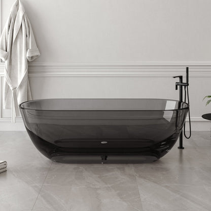 Medunjess 69'' X 30'' Freestanding Bathtub Solid Surface Stone Resin Soaking Bathtub Transparent