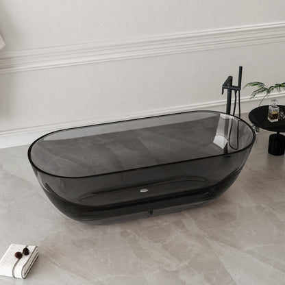 Medunjess 69'' X 30'' Freestanding Bathtub Solid Surface Stone Resin Soaking Bathtub Transparent