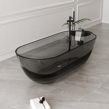 Medunjess 69'' X 30'' Freestanding Bathtub Solid Surface Stone Resin Soaking Bathtub Transparent