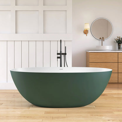 Medunjess 65'' Oval Luxury Resin Stone Soaking Tub