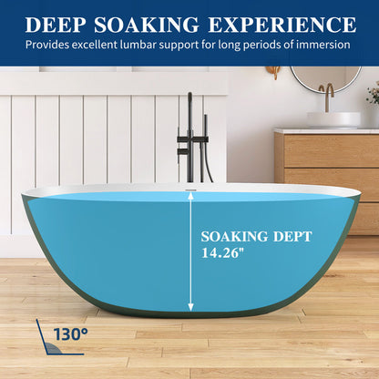 Medunjess 65'' Oval Luxury Resin Stone Soaking Tub