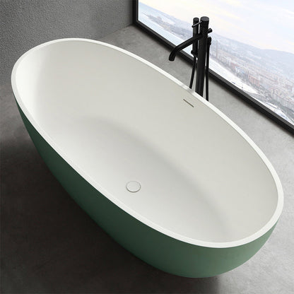 Medunjess 65'' Oval Luxury Resin Stone Soaking Tub