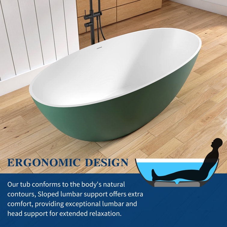 Medunjess 65'' Oval Luxury Resin Stone Soaking Tub