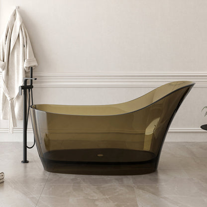 Medunjess 67" x 30" Solid Surface Freestanding Slipper Soaking Bathtub