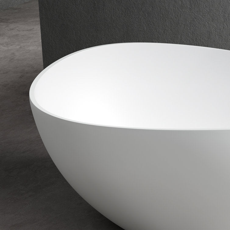 Medunjess 63" Wavy Freestanding Tub Solid Surface Freestadning Stone Resin Soaking Bathtub