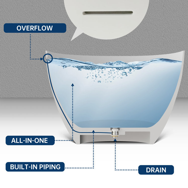 Medunjess 59'' Freestanding Tub Solid Surface Egg Shape Freestanding Soaking Tub