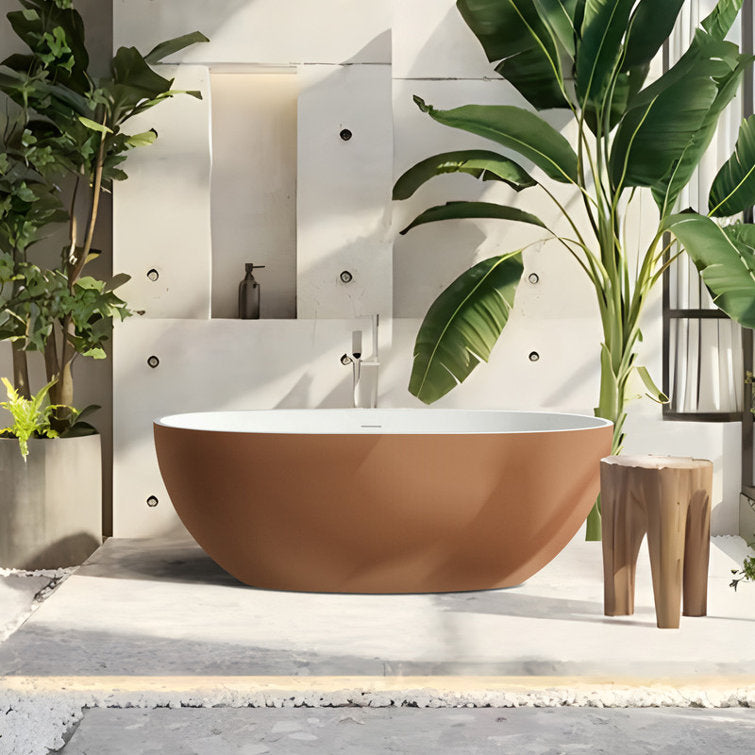 Medunjess 61'' x 30'' Freestanding Soaking Solid Surface Bathtub