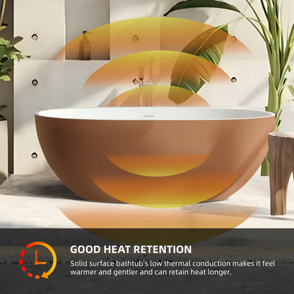 Medunjess 61'' x 30'' Freestanding Soaking Solid Surface Bathtub