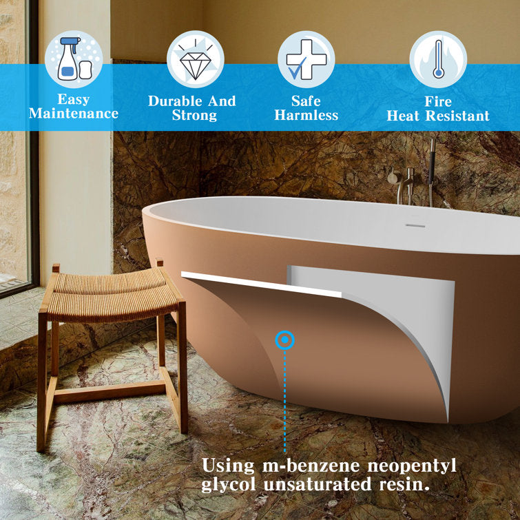 Medunjess 61'' x 30'' Freestanding Soaking Solid Surface Bathtub