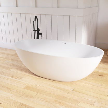 71" Freestanding Soaking Bahtutb Solid Surface Stone Resin Soaking Bathtub