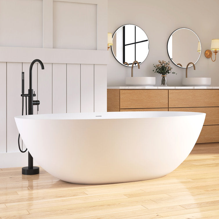 71" Freestanding Soaking Bahtutb Solid Surface Stone Resin Soaking Bathtub