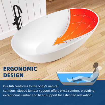 71" Freestanding Soaking Bahtutb Solid Surface Stone Resin Soaking Bathtub