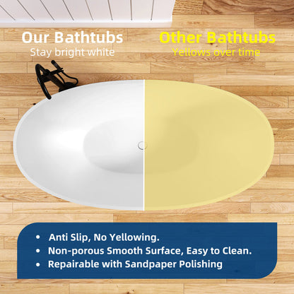 71" Freestanding Soaking Bahtutb Solid Surface Stone Resin Soaking Bathtub