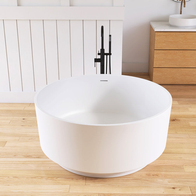 Medunjess 49" Eco-Friendly Round Resin Stone Bathtub