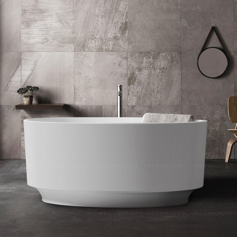 Medunjess 49" Eco-Friendly Round Resin Stone Bathtub