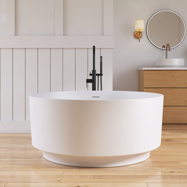 Medunjess 49" Eco-Friendly Round Resin Stone Bathtub