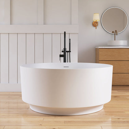 Medunjess 49" Eco-Friendly Round Resin Stone Bathtub（Pickup in Store）