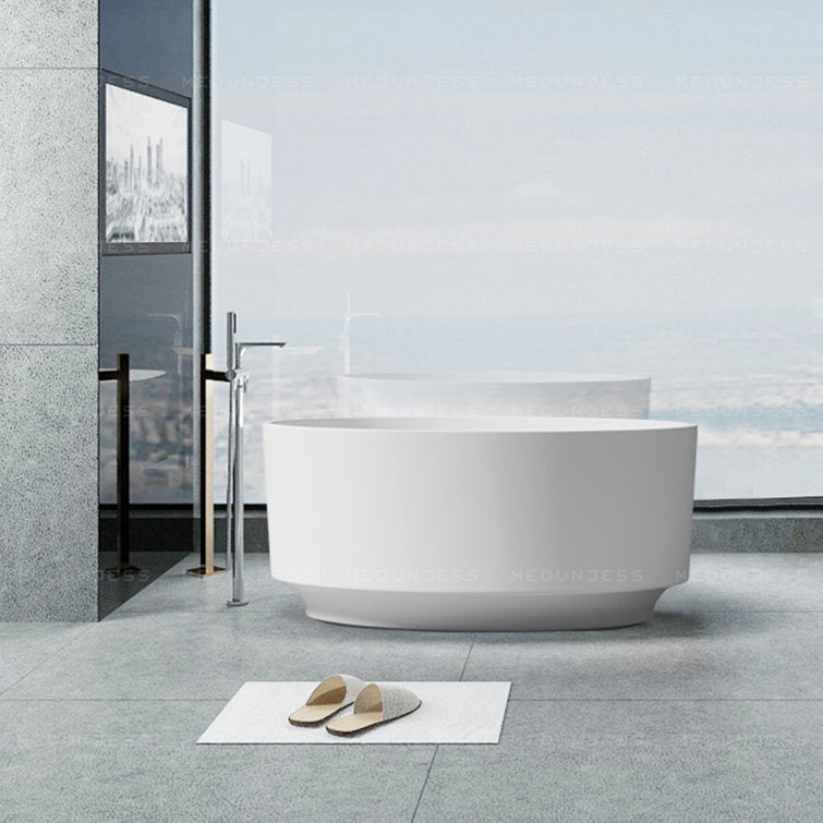 Medunjess 49" Eco-Friendly Round Resin Stone Bathtub