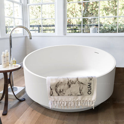 Medunjess 49" Eco-Friendly Round Resin Stone Bathtub