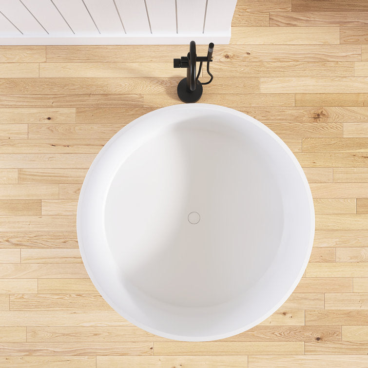 Medunjess 49" Eco-Friendly Round Resin Stone Bathtub（Pickup in Store）