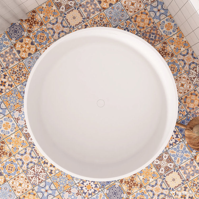 Medunjess 49" Eco-Friendly Round Resin Stone Bathtub